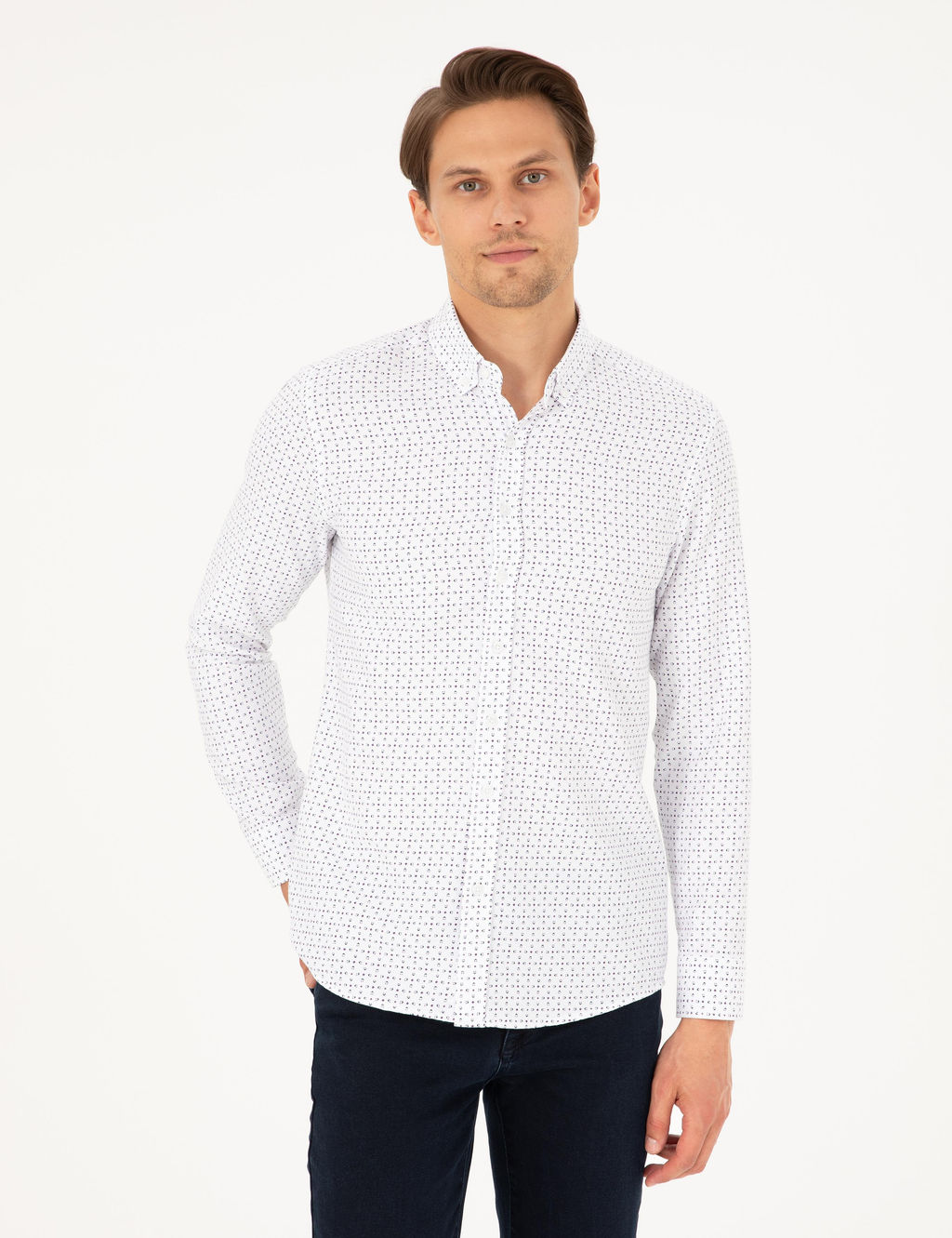_ndigo Slim Fit Uzun Kollu G_mlek