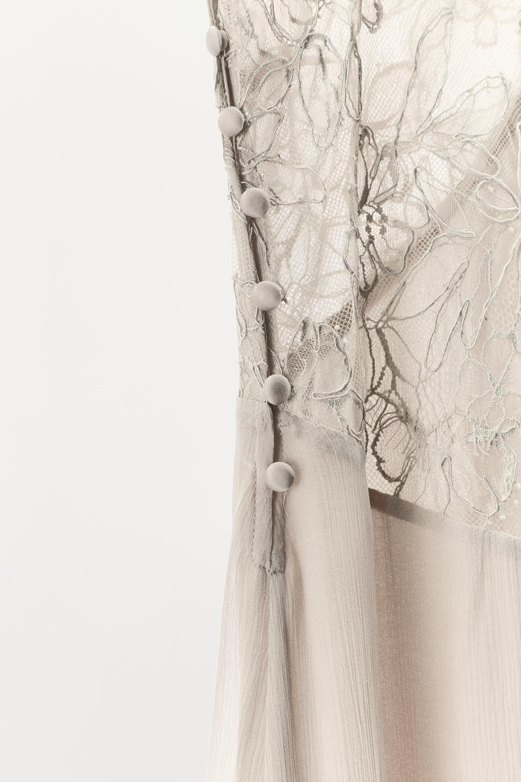 VESTIDO LARGO VISCOSA 100% ENCAJE / Gris - Zara фото 8