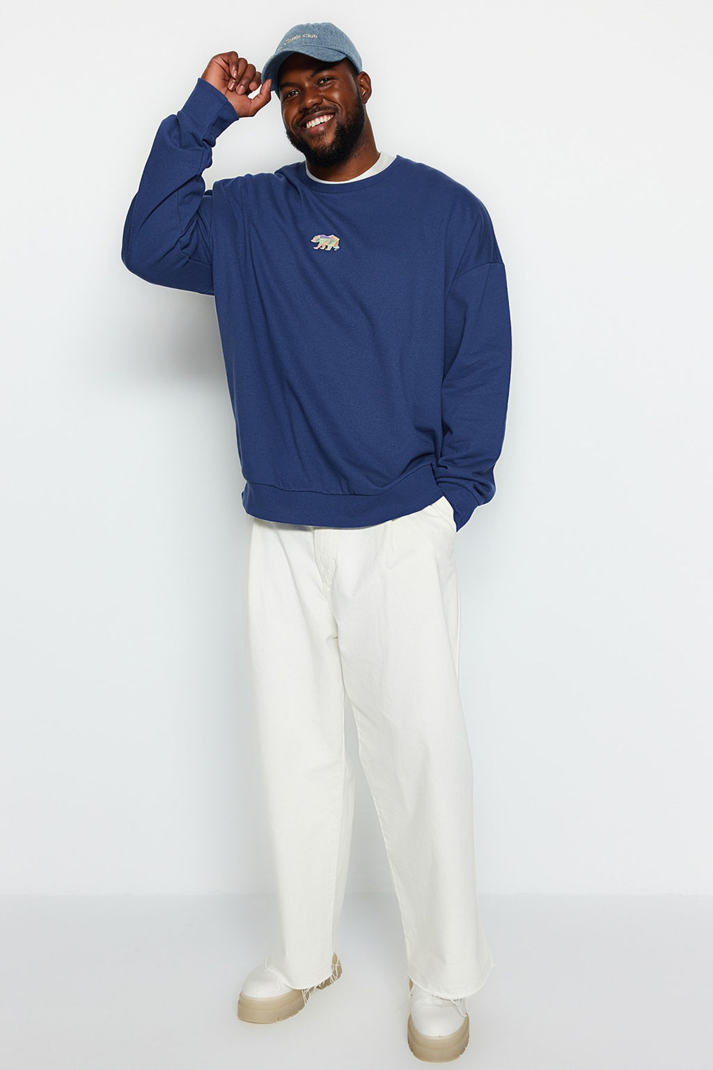 TRENDYOL MAN Siyah Buyuk Beden Oversize/Genis Kesim Hayvan Nak?s Ici Polar/S?cak Tutan Sweatshirt TMNAW24AO00011 - Trendyolmilla фото 3