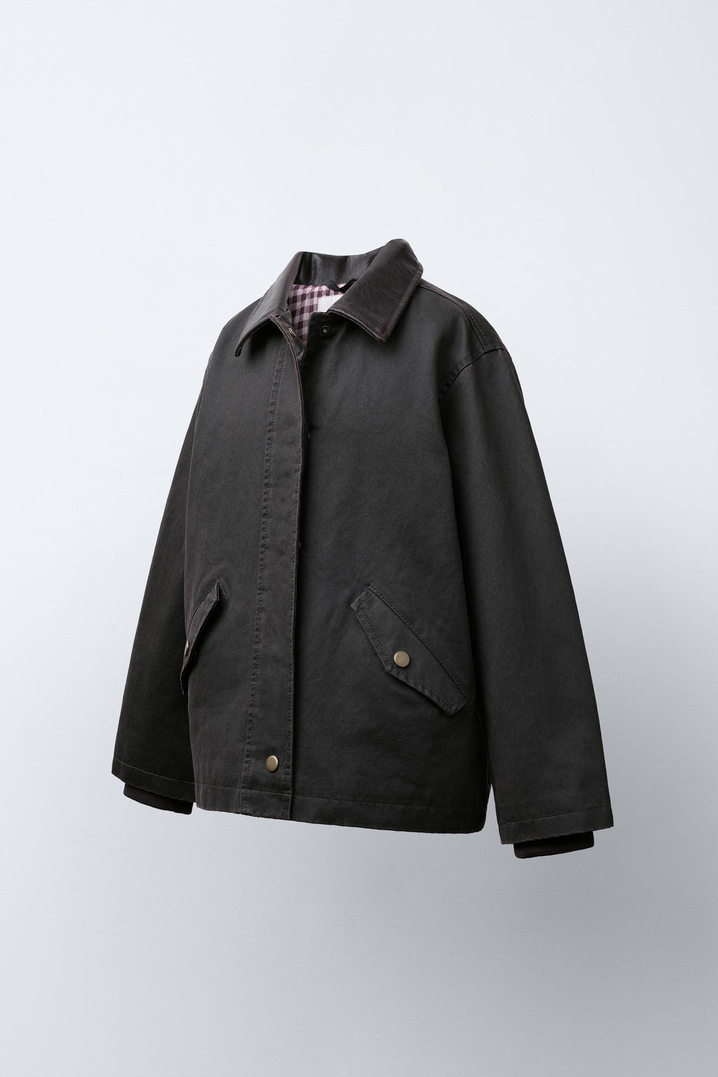 WAXED JACKET WITH LEATHER-EFFECT COLLAR - Zara фото 2