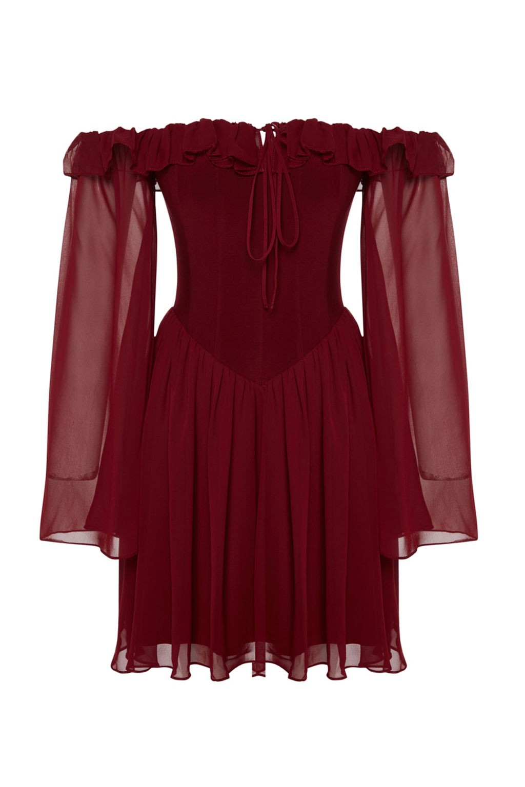 TRENDYOLMILLA Bridal Ekru A-Kesim Astarl? Volanl? Dokuma Sifon K?sa Dugun/Nikah S?k Abiye Elbise TPRSS23EL00096 фото 40