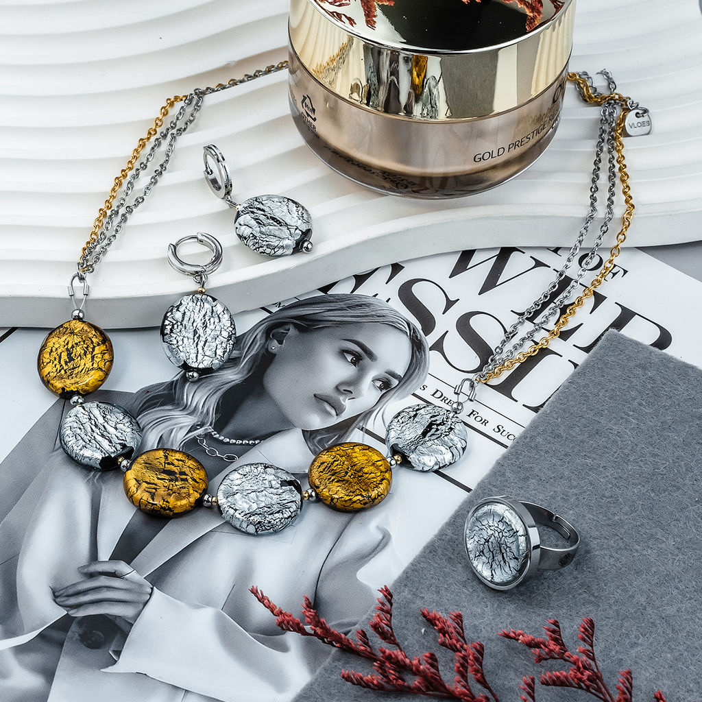 Серьги из муранского стекла METALLICA LC3485