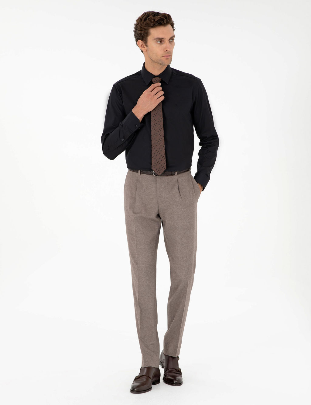 Норковые брюки узкого кроя из ткани - Cacharel фото 3