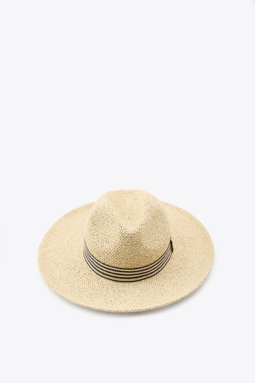 WOVEN HAT WITH STRIPED BAND - Zara фото 6