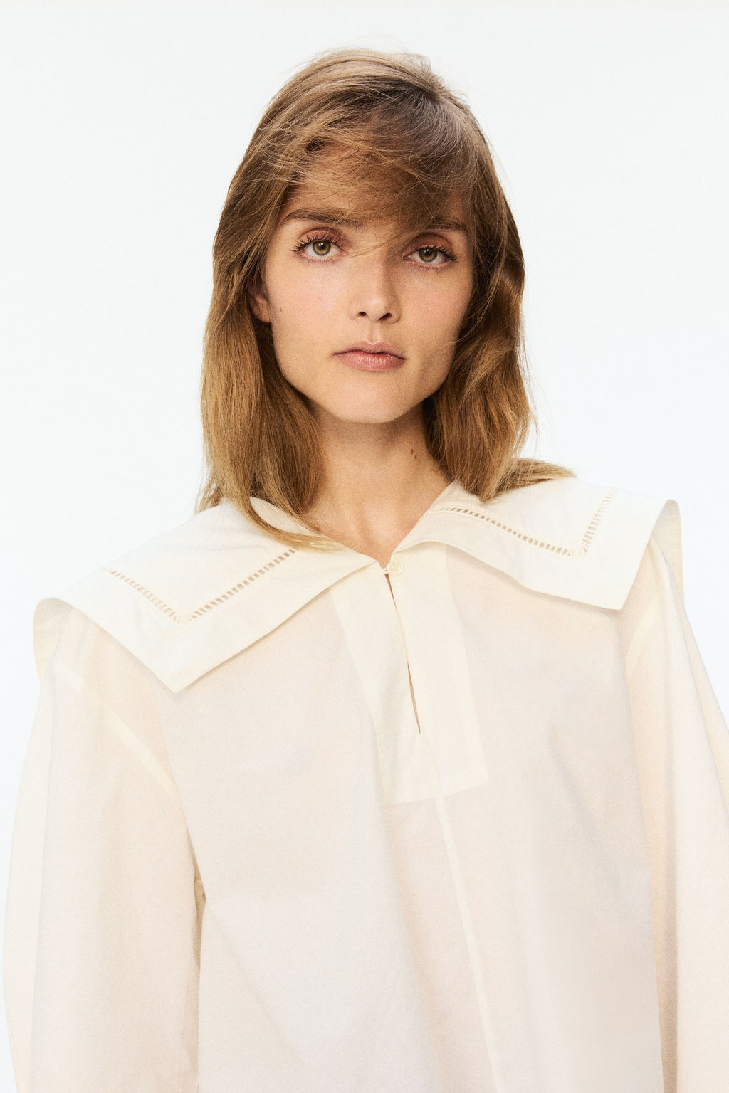 Blusa de popelina con cuello marinero - H&m фото 4