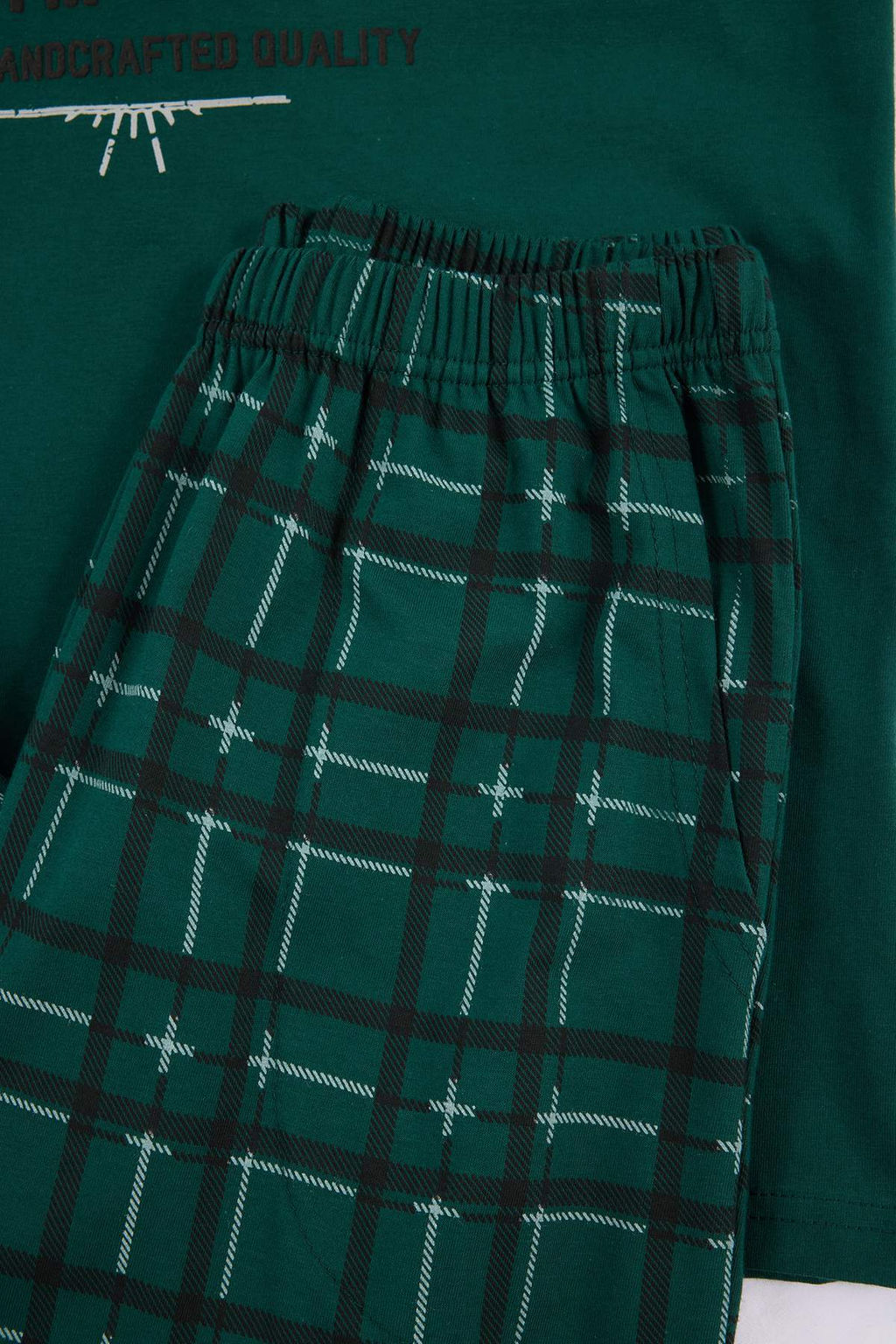 Yesil Regular/Normal Kesim Bask?l? Alt Ekose Desenli Pijama Tak?m? TMNSS26PT00044