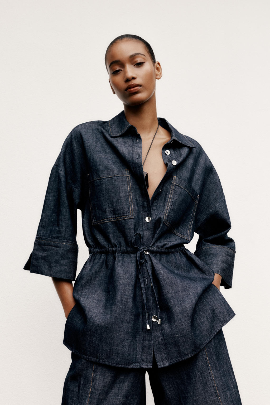 LINEN BLEND SAFARI SHIRT - Zara фото 11