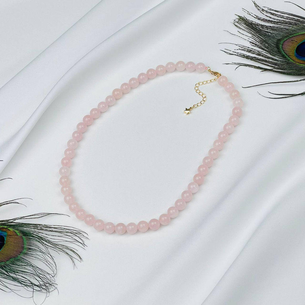 Колье из мадагаскарского Розового кварца 43 см +