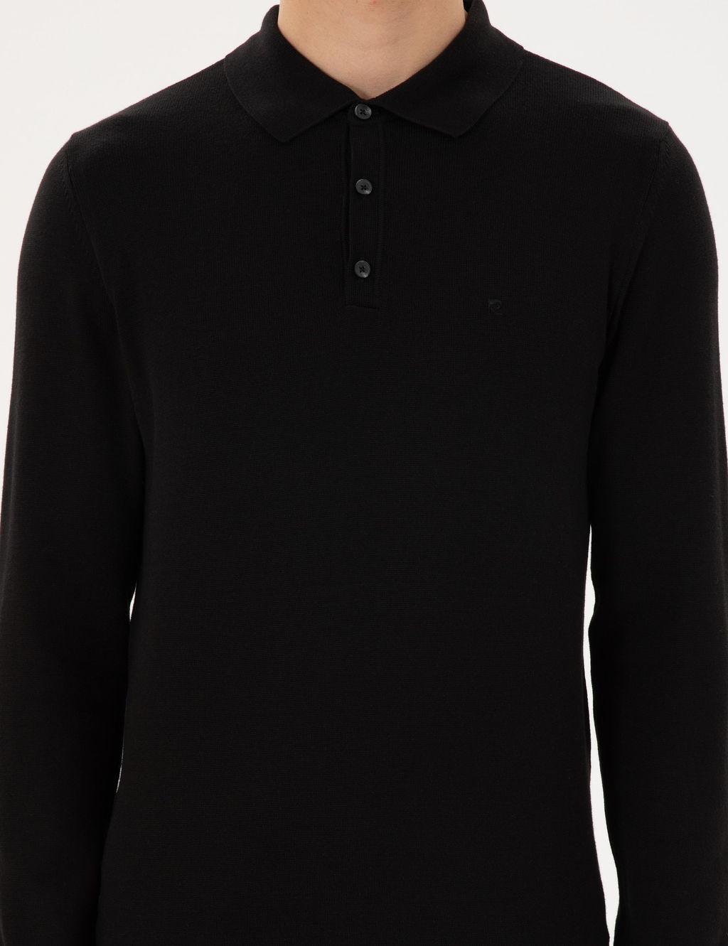 Siyah Slim Fit Polo Yaka Basic Triko Kazak - Pierre cardin фото 6