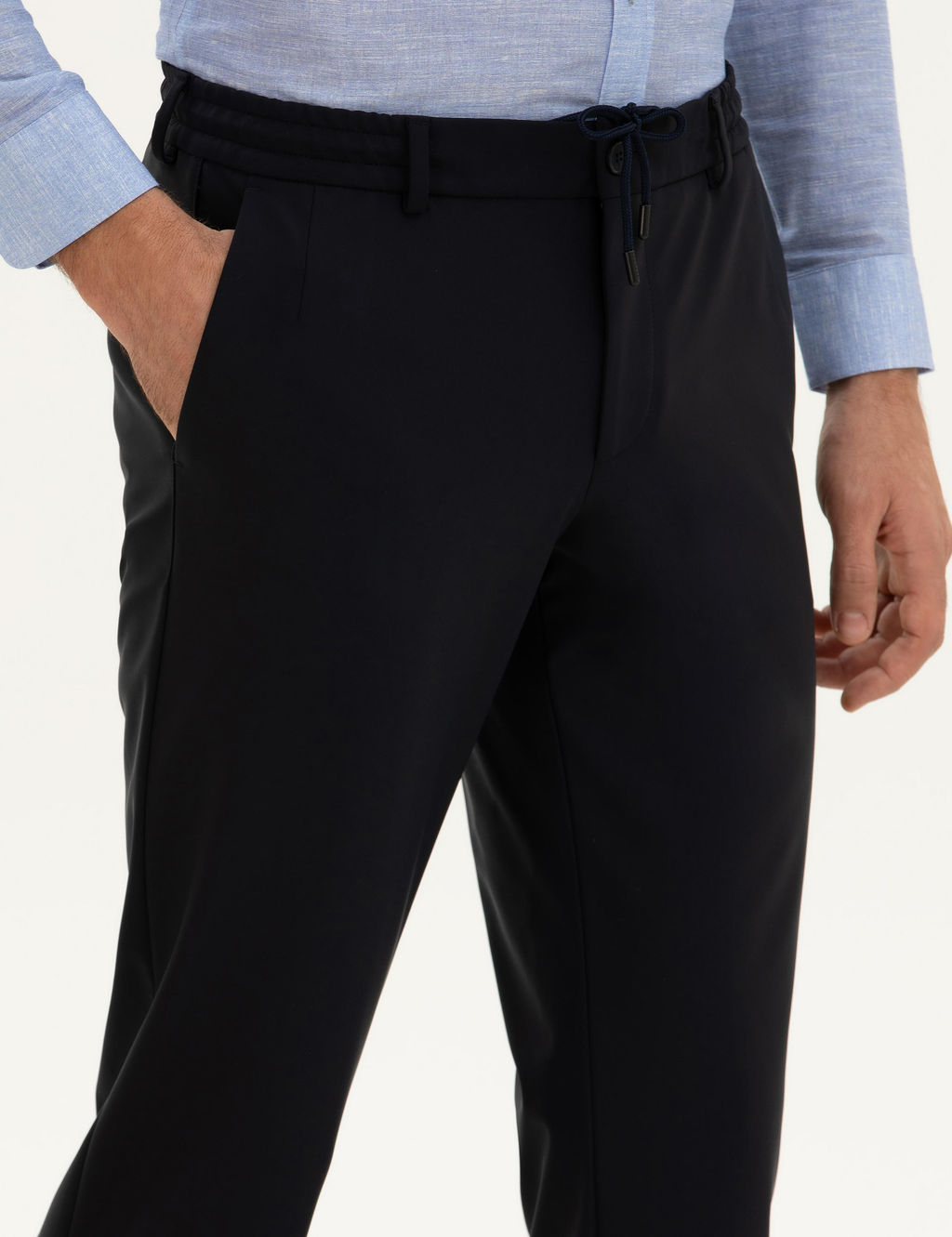 Тканевые брюки узкого кроя темно-синего цвета - Cacharel фото 5