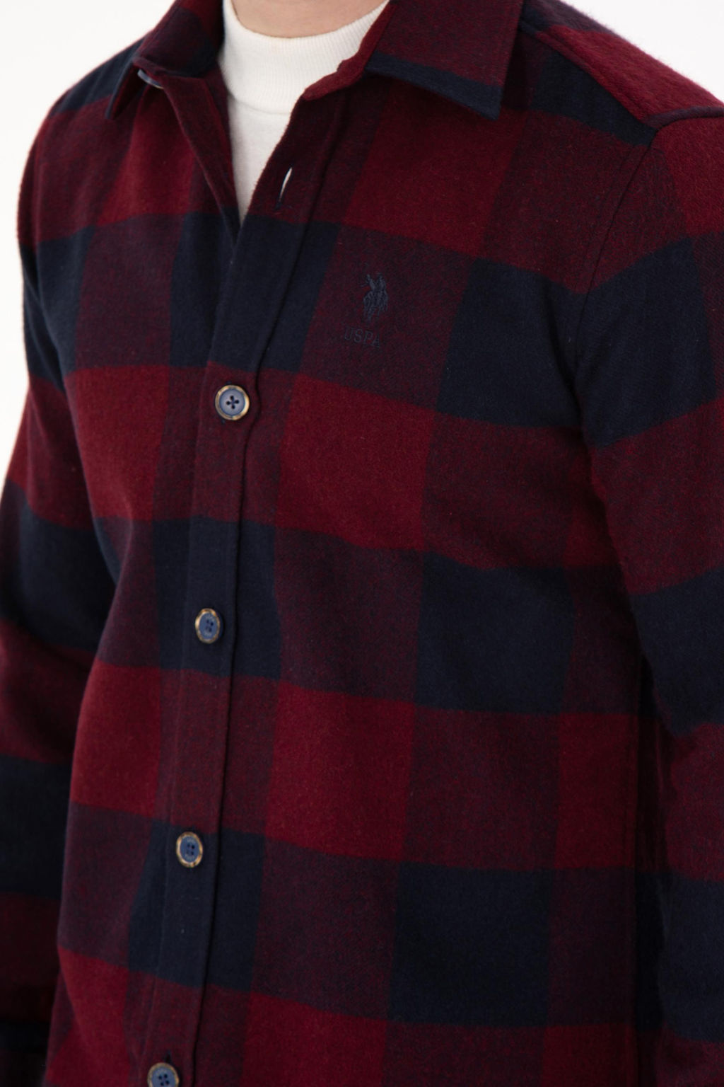 Мужская бордовая рубашка с длинным рукавом Неожиданная скидка в корзине - U.s. polo assn фото 7