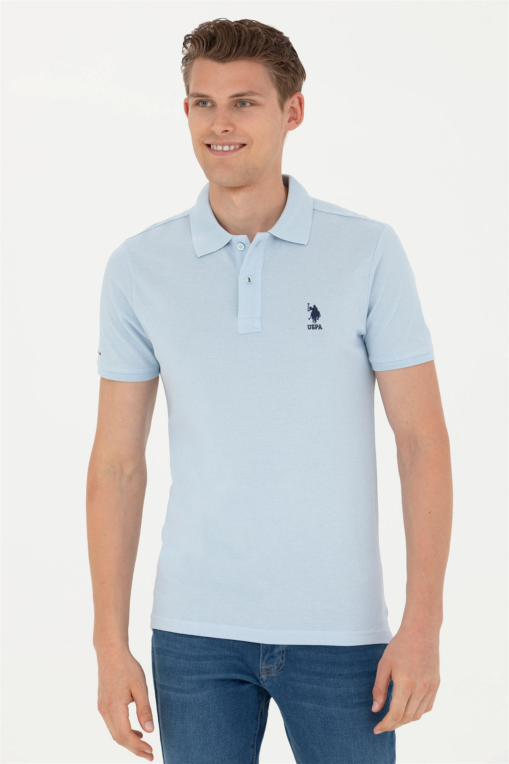 Мужская голубая базовая футболка - U.s. polo assn фото 3