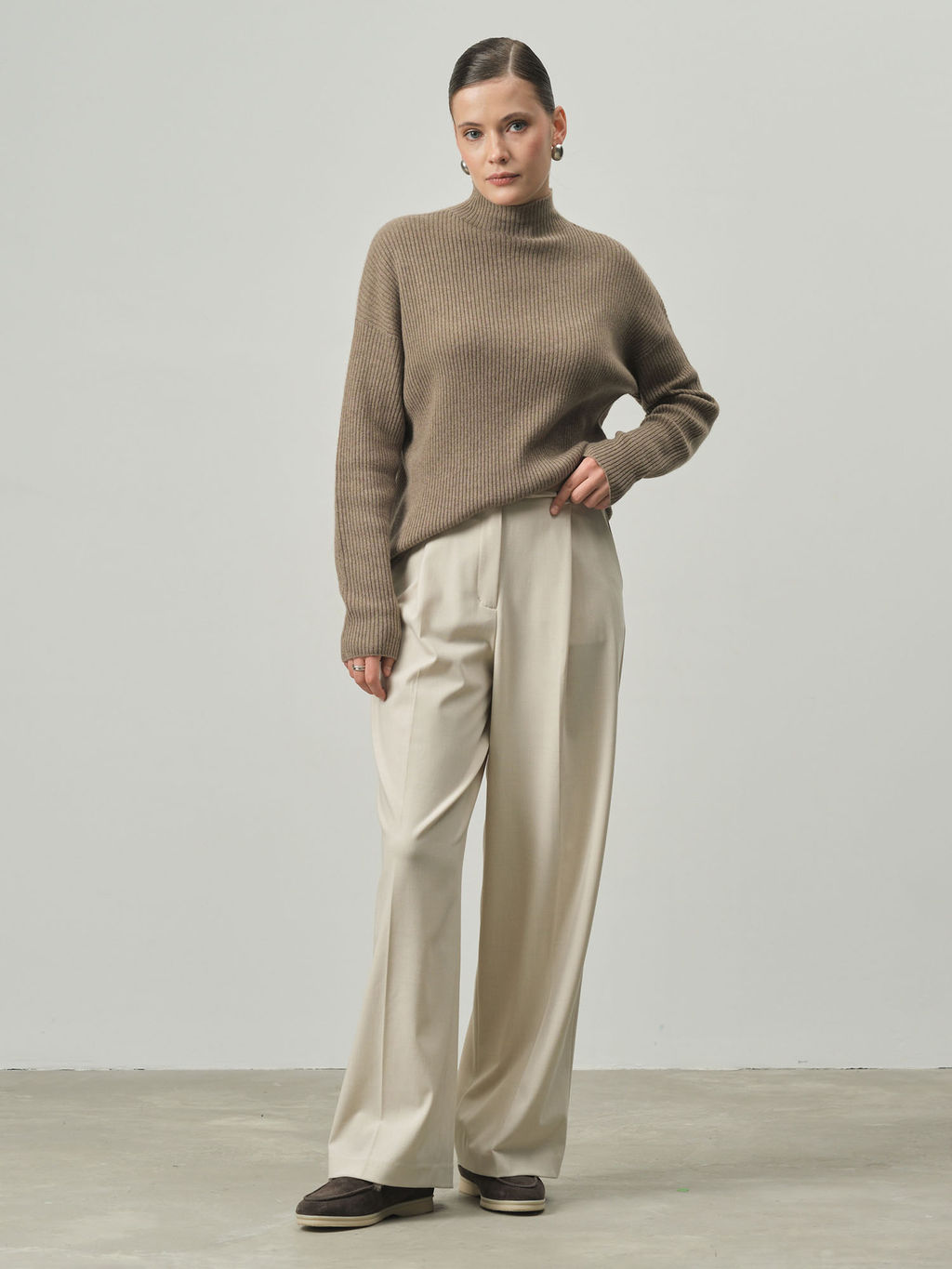 Джемпер из кашемира женский KW060583-E капучино