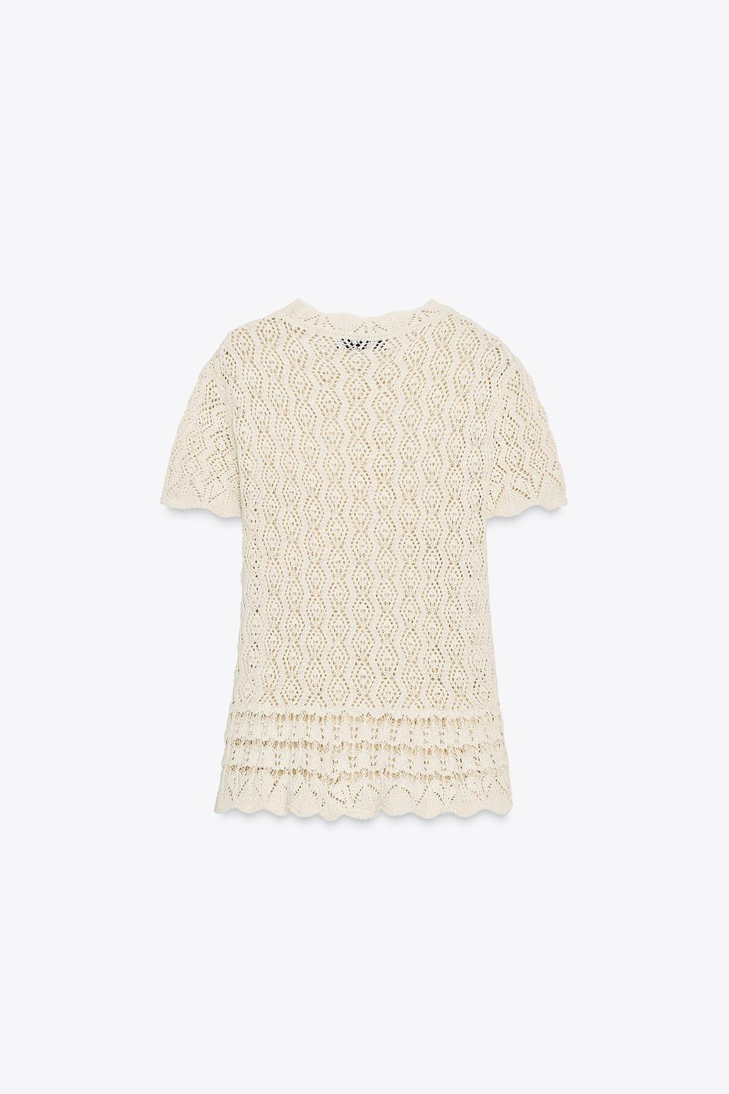 SHORT SLEEVE POINTELLE KNIT TOP - Zara фото 8