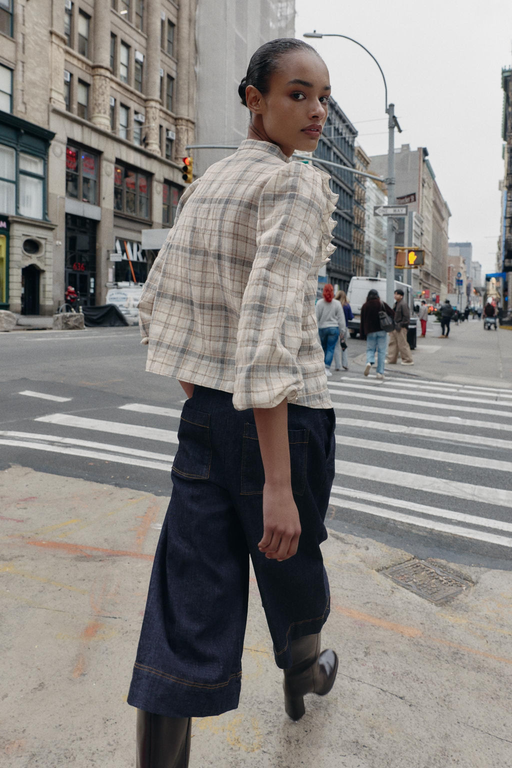 CHECK SHIRT WITH RUFFLES