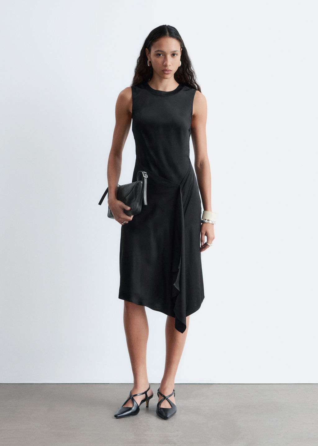 Vestido midi asim?trico de sat?n - H&m фото 6