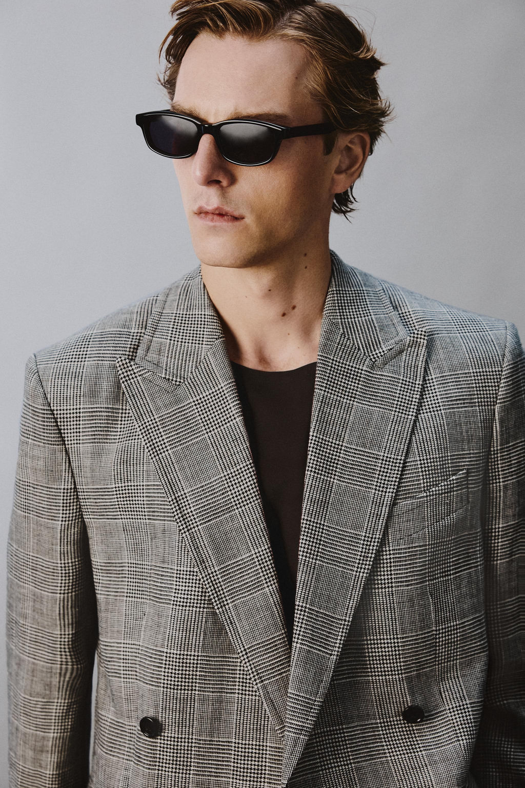 BLAZER CRUZADA TRAJE CUADROS LANA - LINO AARON LEVINE X ZARA / Blanco / Negro  фото 6