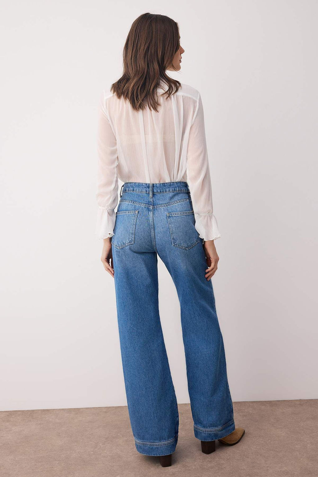 Mavi Normal Bel Paca Detayl? Wide Leg Jeans TWOAW26JE00006 - Trendyolmilla фото 4