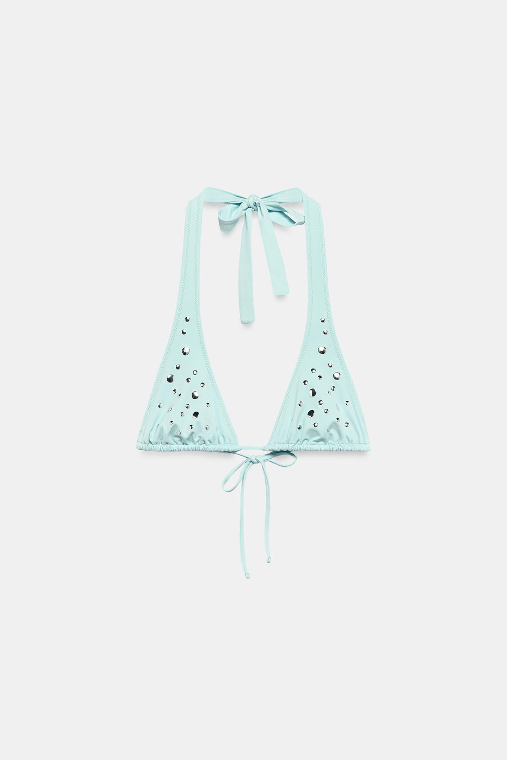 TOP BIKINI CORTINILLA TACHAS / Turquesa claro - Zara фото 4