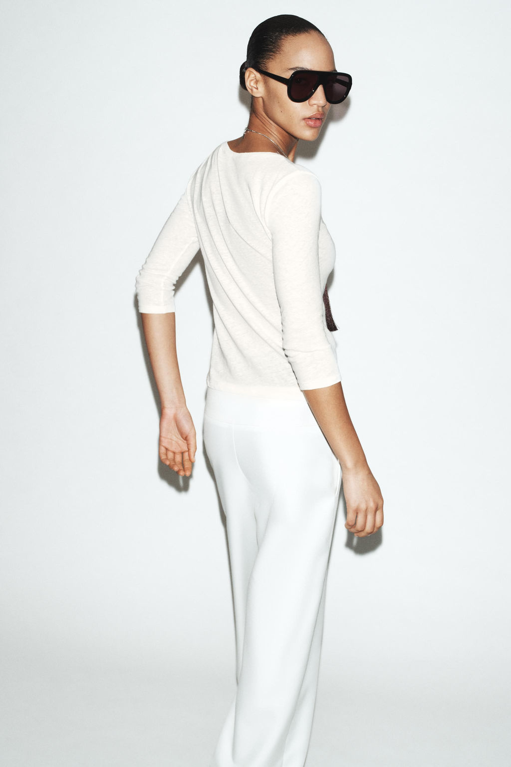 LINEN BLEND WASHED EFFECT T-SHIRT - Zara фото 11
