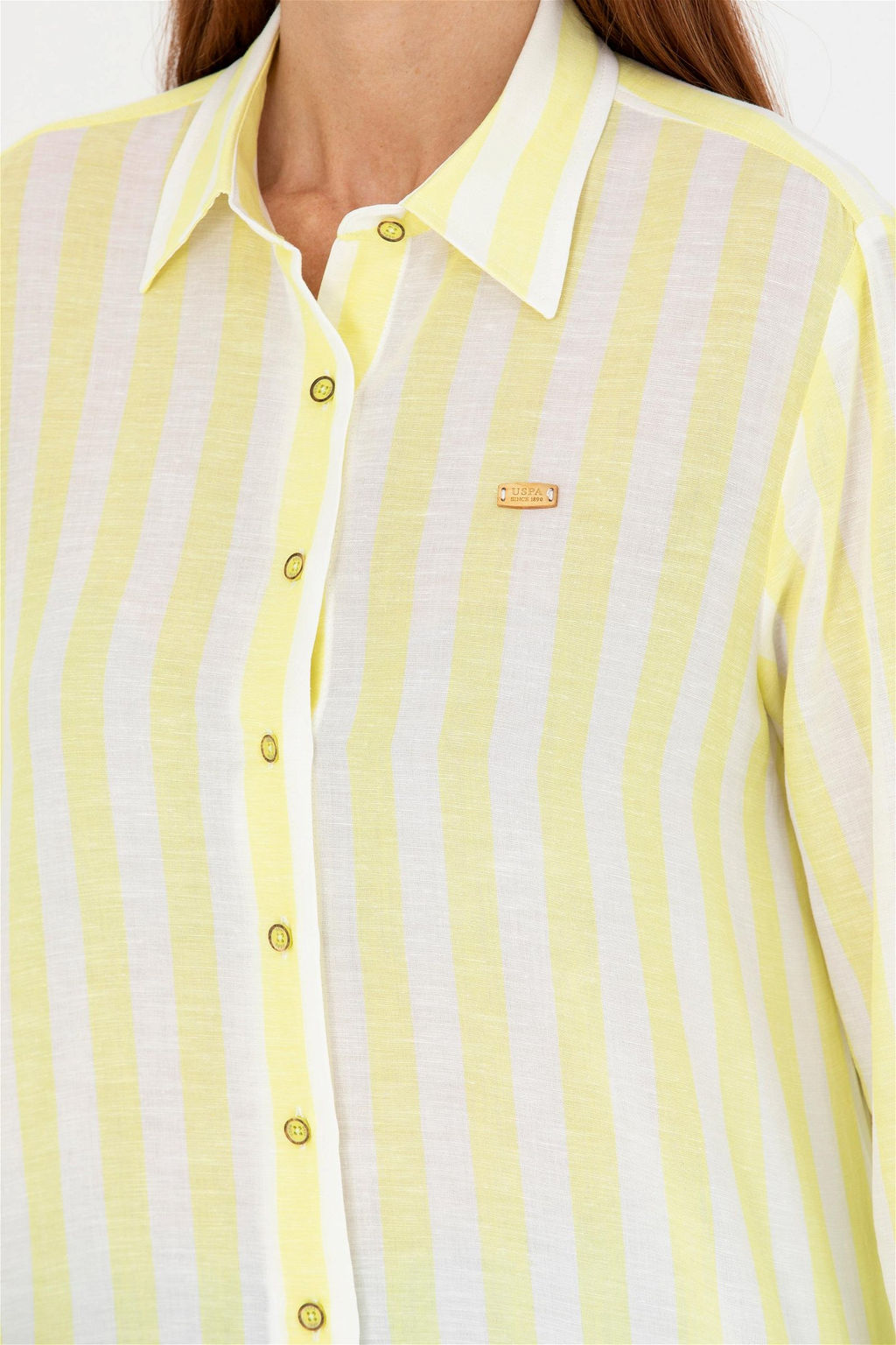 Женская неоново-желтая рубашка с длинным рукавом Неожиданная скидка в корзине - U.s. polo assn фото 7