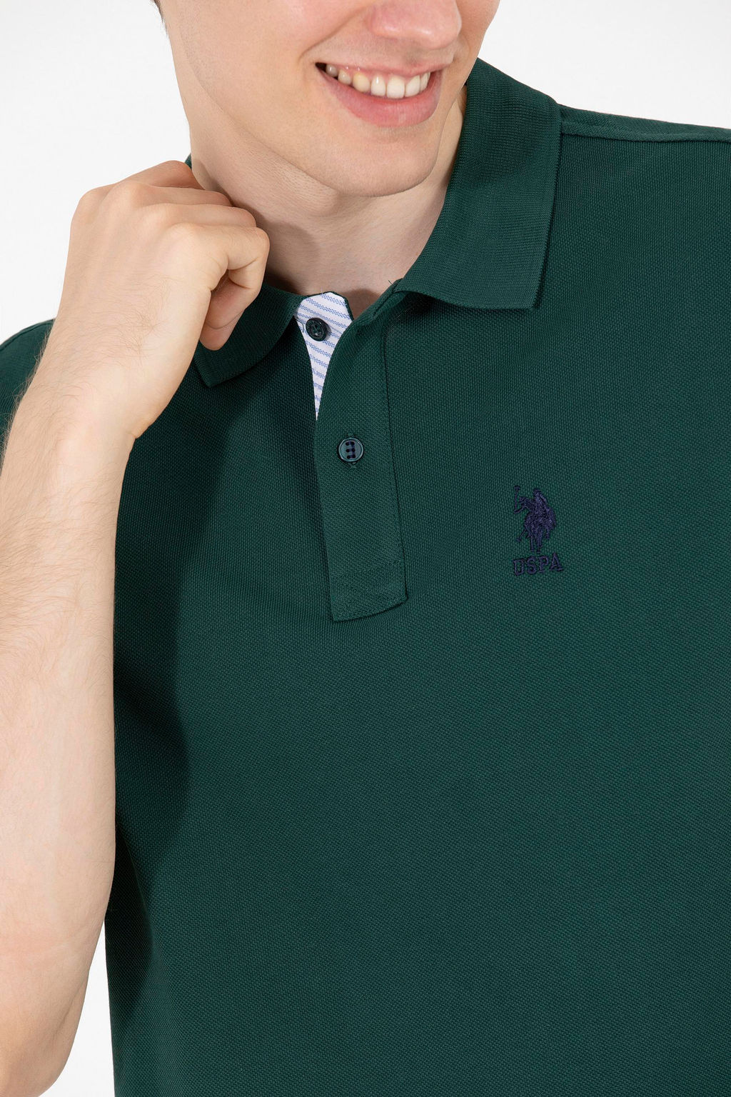 Мужская темно-зеленая футболка с воротником поло Basic - U.s. polo assn фото 8
