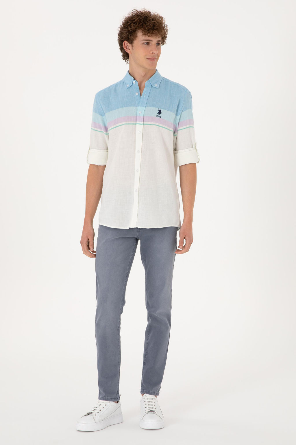 Erkek Mavi Uzun Kollu G_mlek Sepette S_rpriz _ndirim - U.s. polo assn фото 4