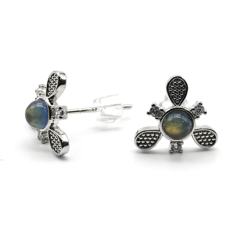 Пусеты с лабрадором Цветок 12*11мм, 1,4г