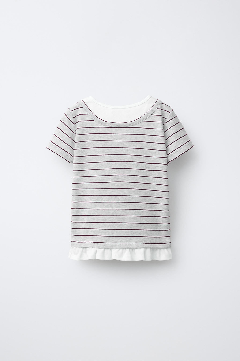 CAMISETA RAYAS DOBLE CUELLO / Gris vigor? - Zara фото 3