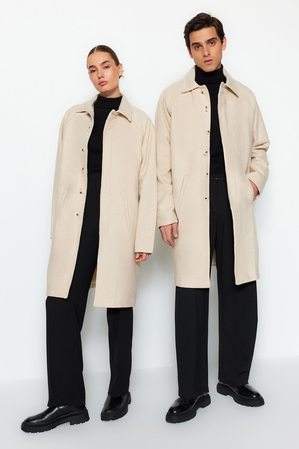 TRENDYOL MAN Vizon Unisex Regular Fit Yun Kar?s?ml? Kase K?sl?k Kaban TMNAW24KB00004 - Trendyolmilla фото 2