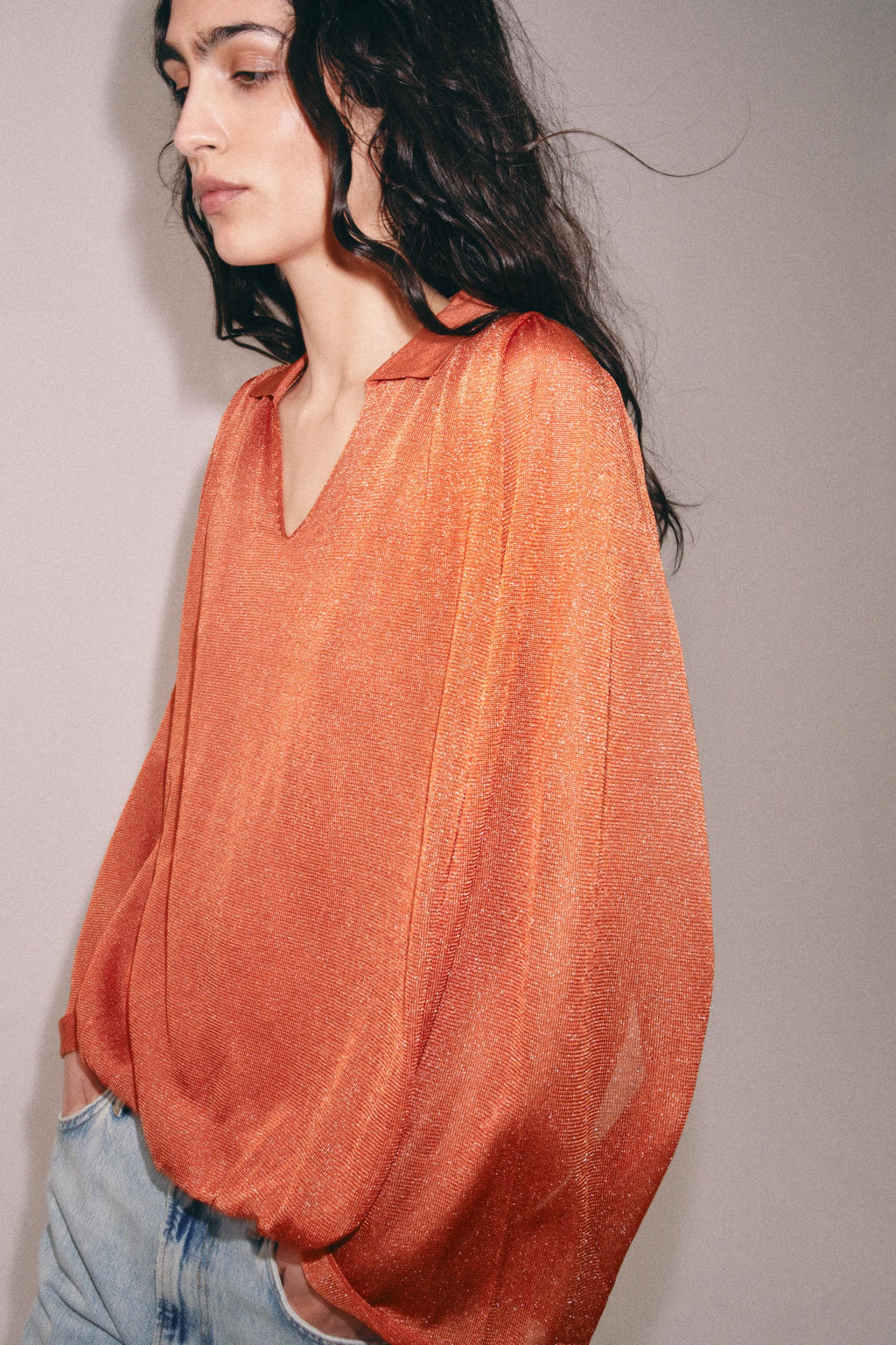 TOP PUNTO CUELLO POLO / Naranja - Zara фото 2