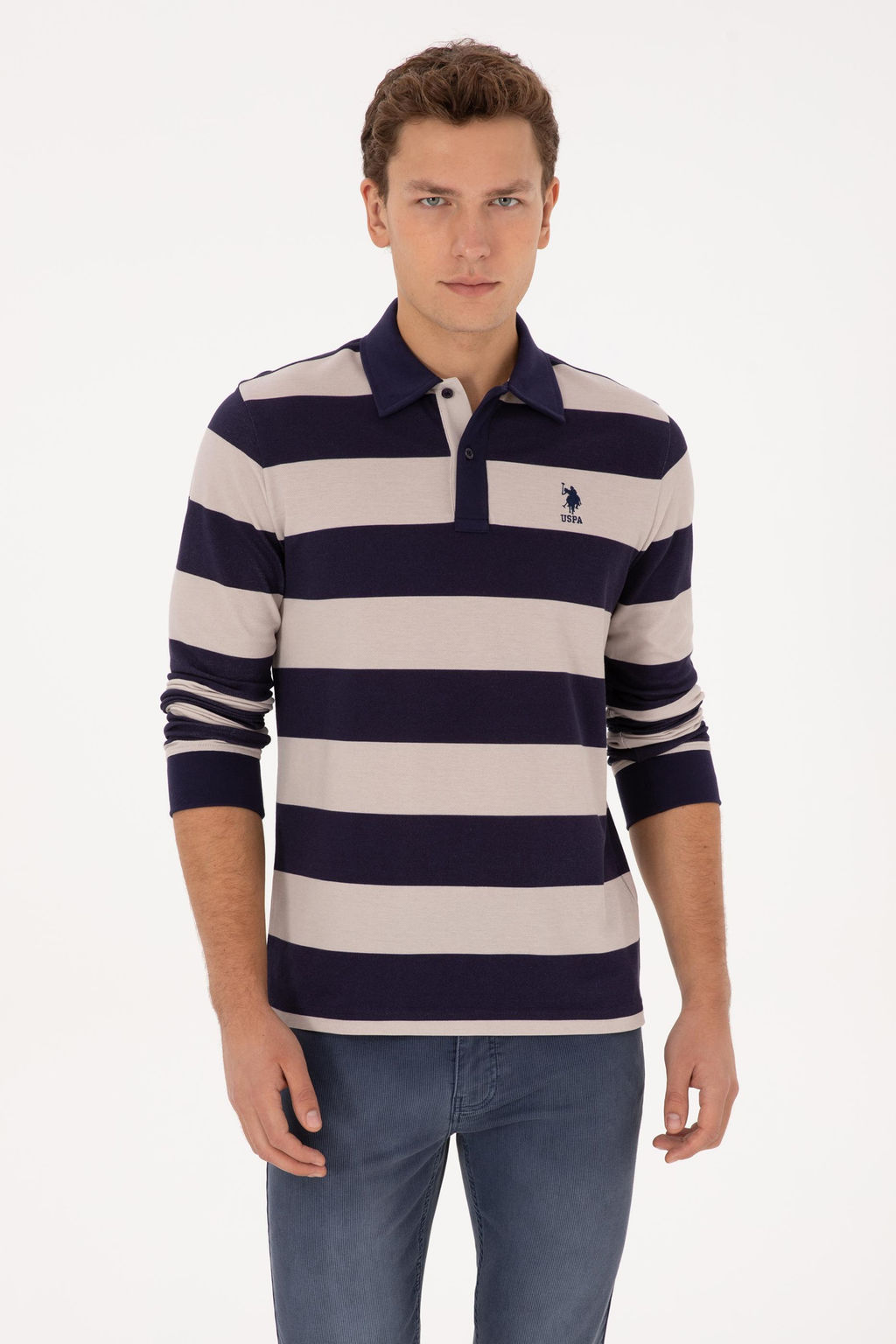 Erkek Regular Fit Polo Yaka _izgili M_rd_m Sweatshirt - U.s. polo assn фото 3