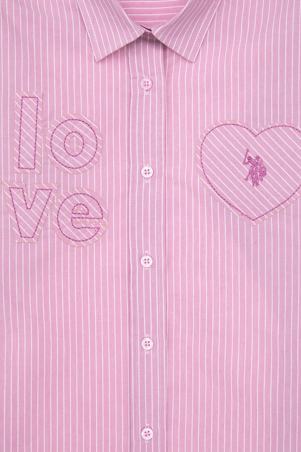 Розовая рубашка с длинным рукавом для девочки Неожиданная скидка в корзине - U.s. polo assn фото 3