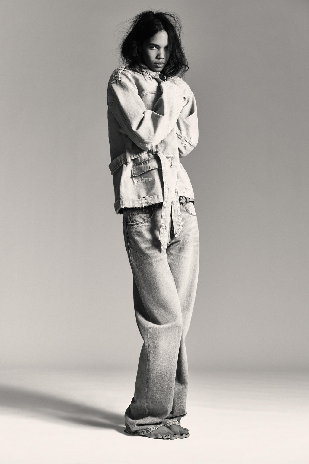 BELTED TRF DENIM JACKET - Zara фото 2