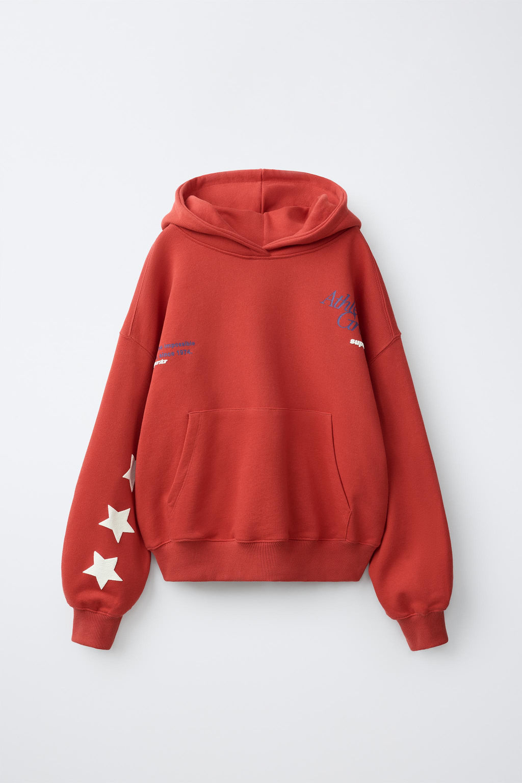 SUDADERA CAPUCHA ESTAMPADO TEXTO / Rojo - Zara фото 3