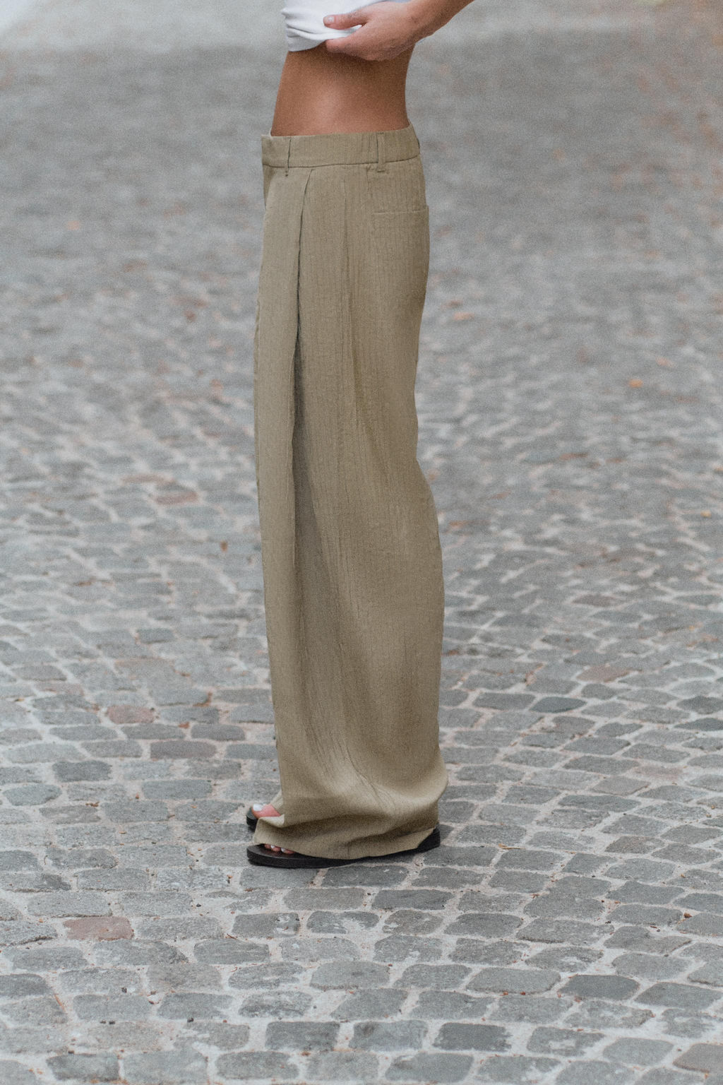 PANTAL?N FLUIDO PLIEGUES / Verde gris - Zara фото 3