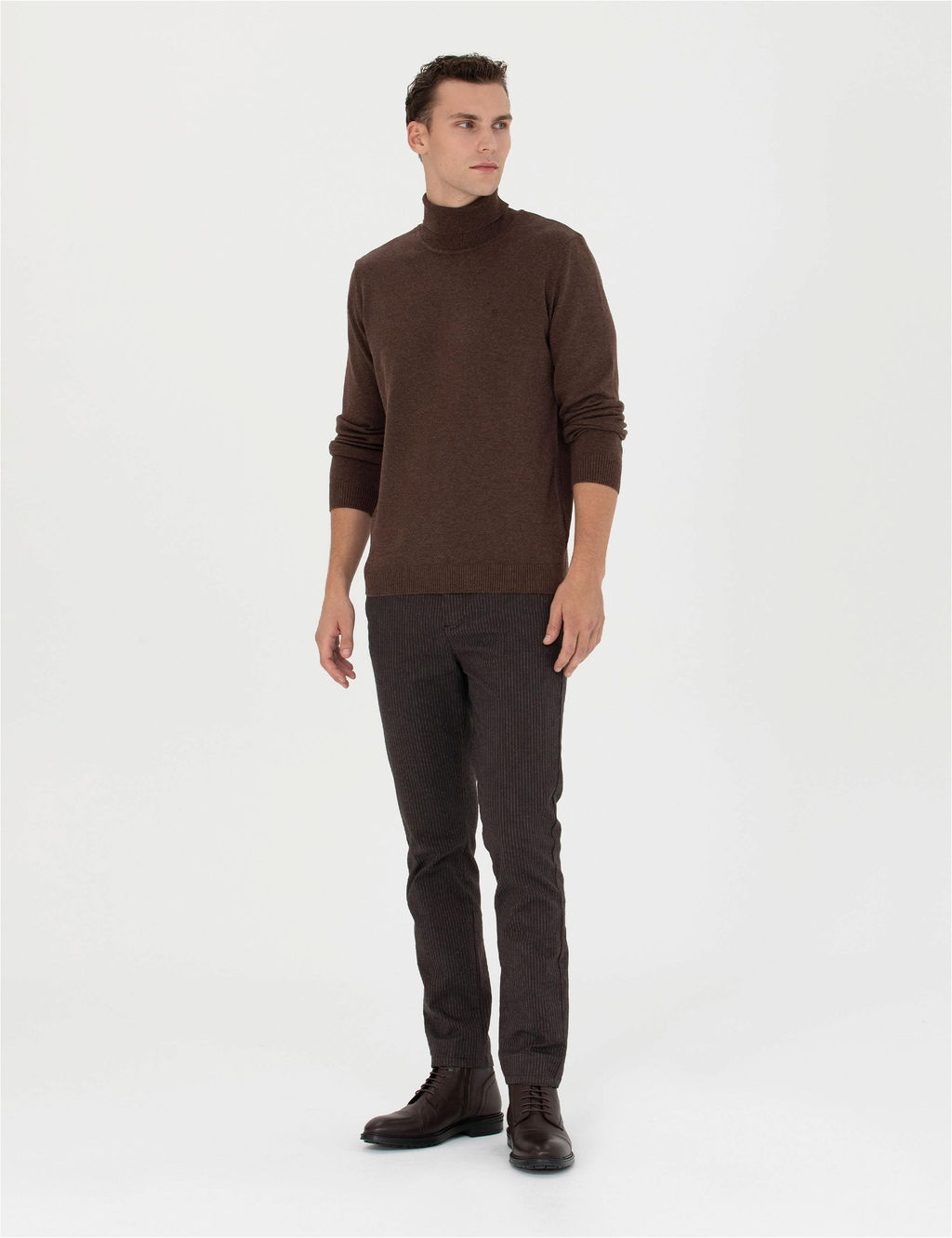 Kahverengi Slim Fit Kanvas Pantolon