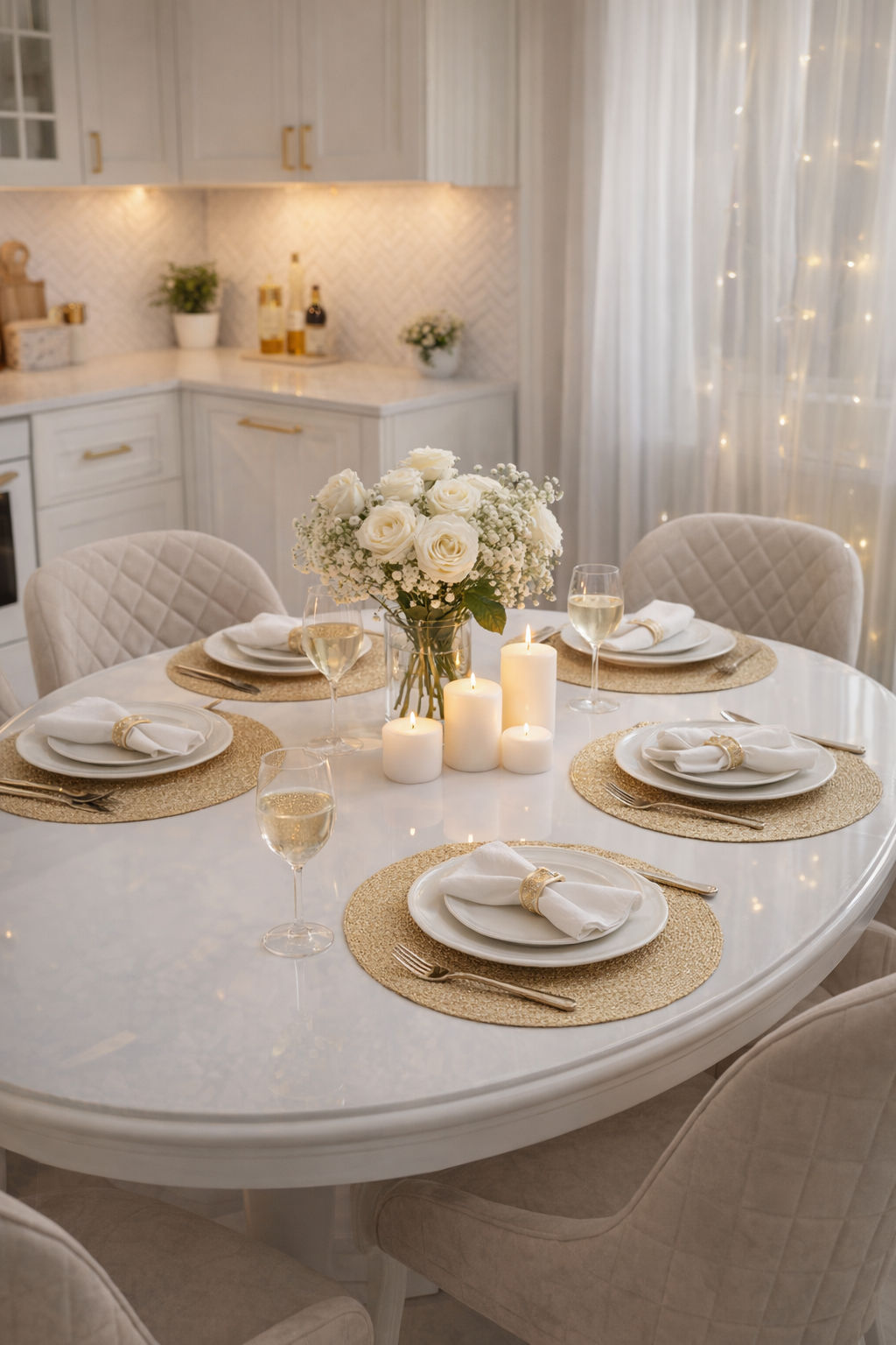 Салфетка под приборы, 38 см, ПВХ, круглая, шампань, Positano