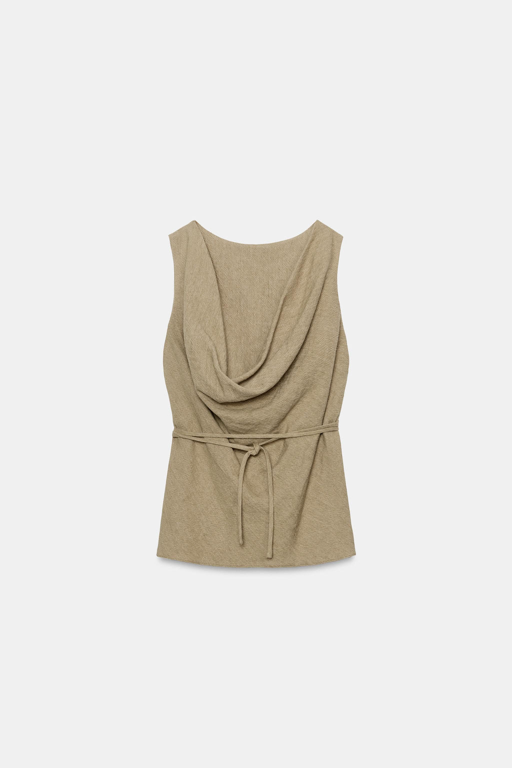 TOP CON LINO CINTUR?N ZW COLLECTION / Khaki - Zara фото 5