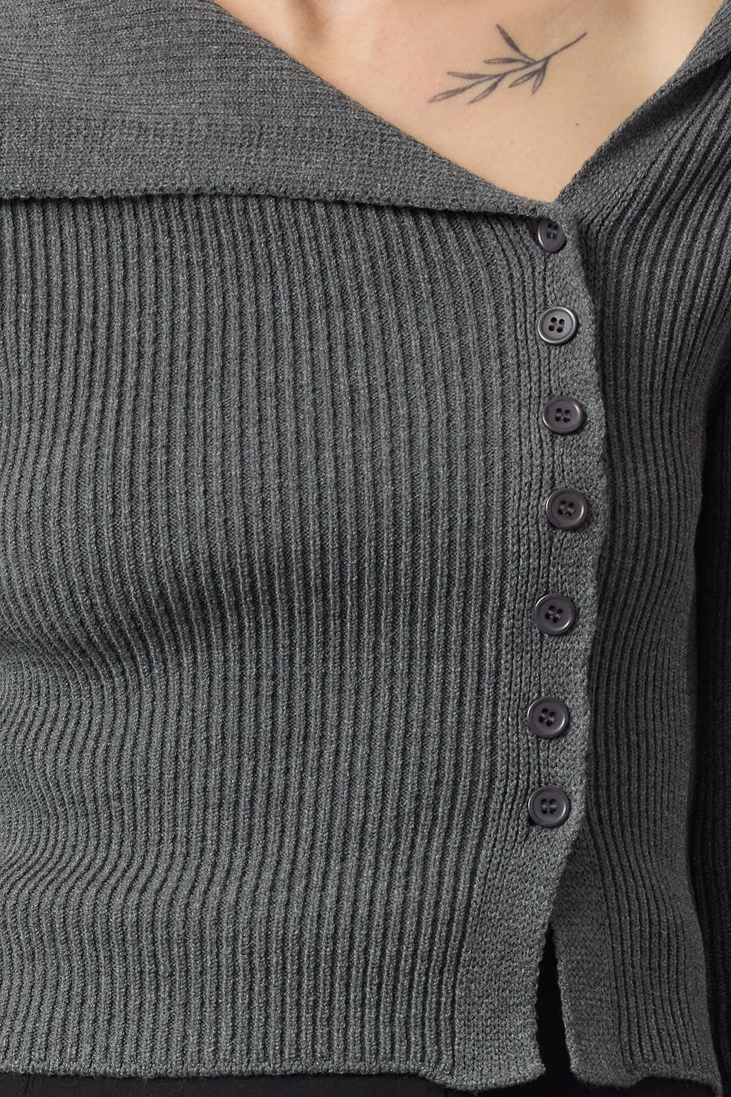 Antrasit Merserize Gorunumlu Premium Iplik/Ozel Iplik Fitted/Vucudu Saran Triko H?rka TWOAW25HI00254