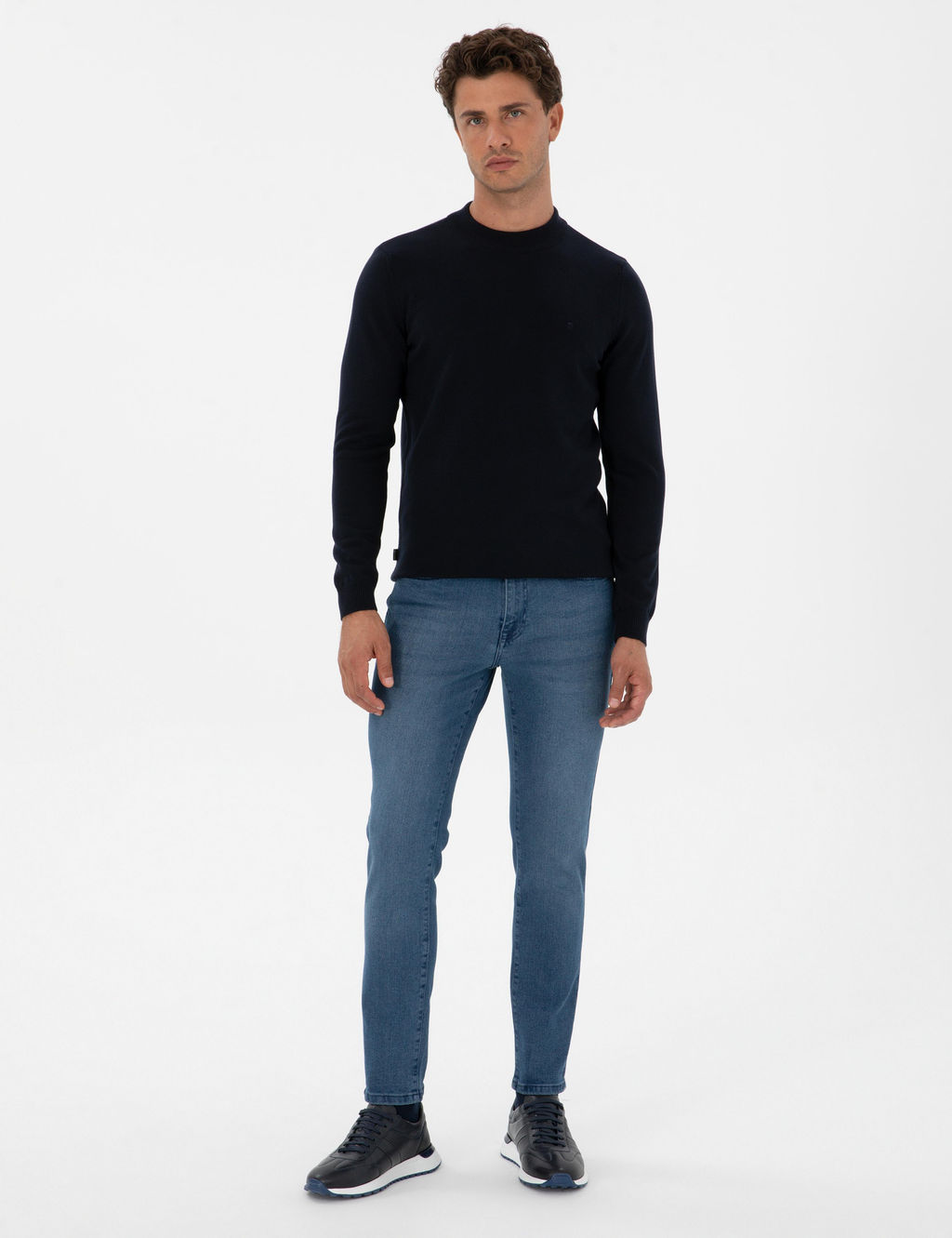 Lacivert Slim Fit _eyrek Yaka Basic Triko Kazak - Pierre cardin фото 4