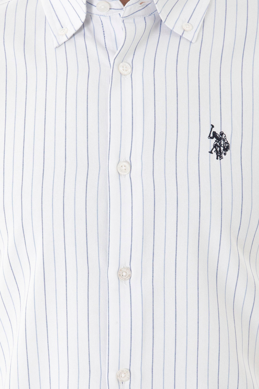 Мужская белая рубашка в синюю полоску - U.s. polo assn фото 14