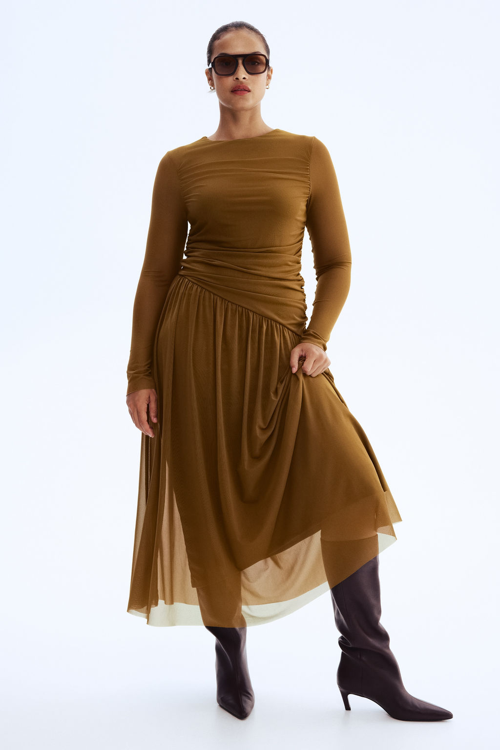 Vestido drapeado de malla - H&m фото 5