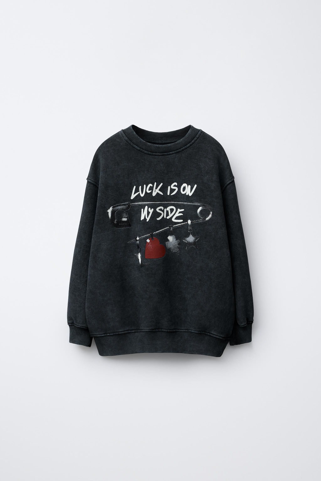 PRINTED FADED-EFFECT SWEATSHIRT