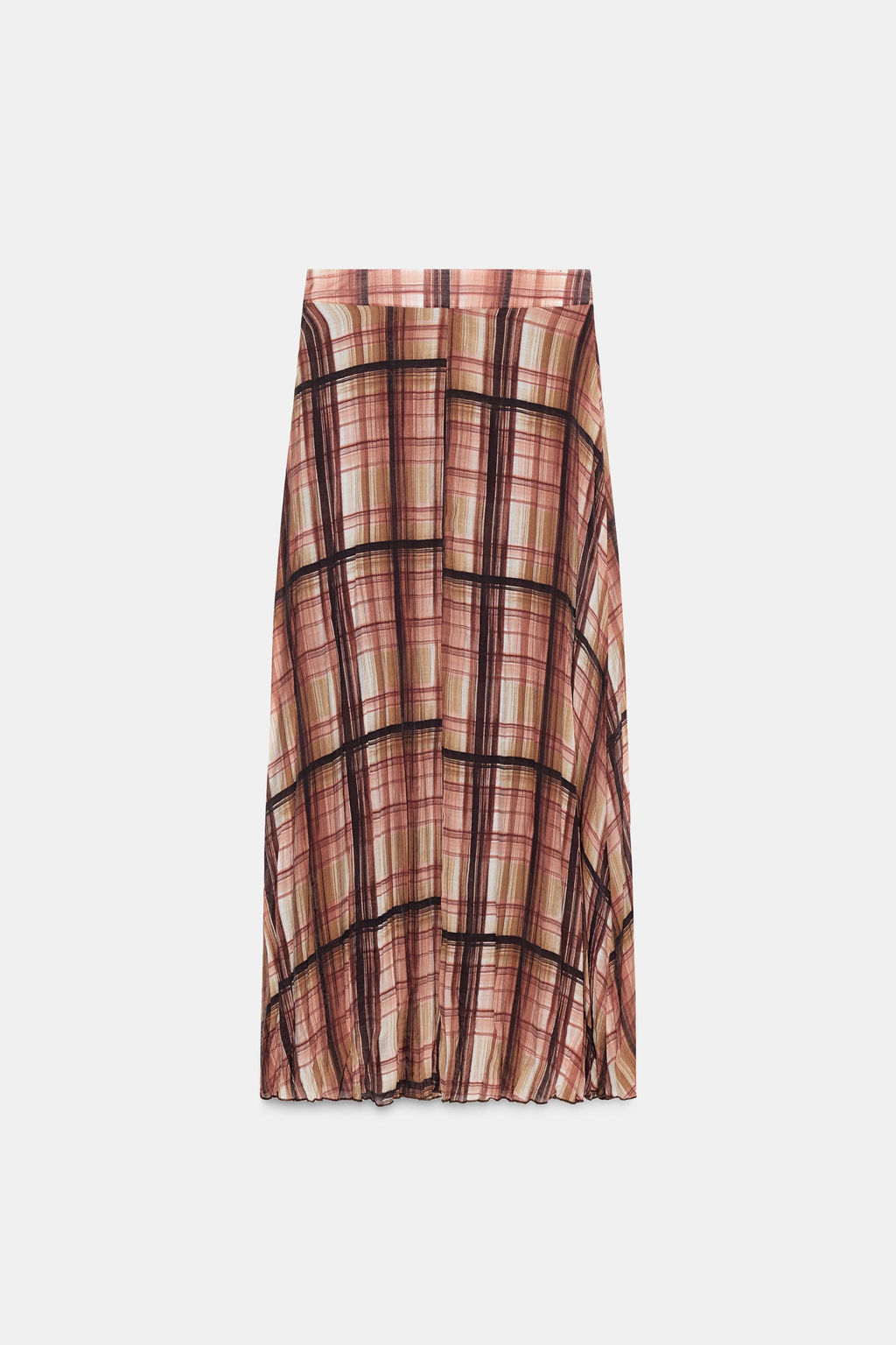 CHECKED MIDI SKIRT WITH CREASED EFFECT - Zara фото 6