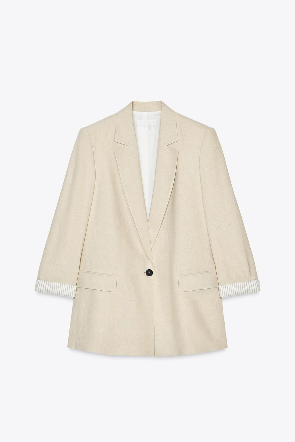 LINEN BLAZER WITH PRINTED CUFFS - Zara фото 15