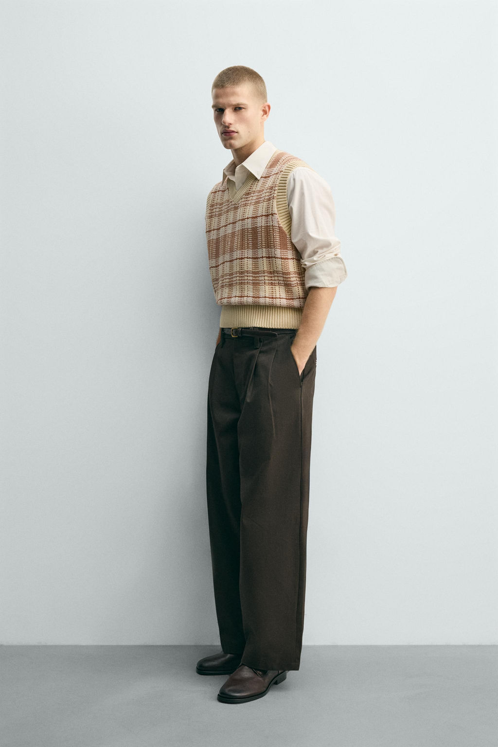 JACQUARD KNIT CHECKS WAISTCOAT - Zara фото 4