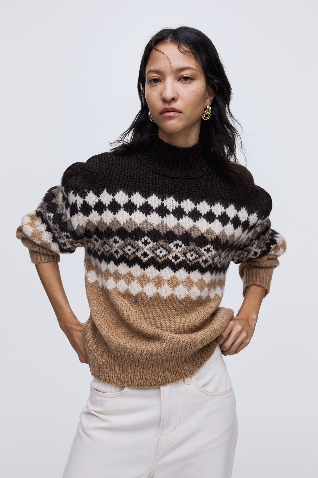 Jersey en punto jacquard con cuello perkins - H&m фото 5