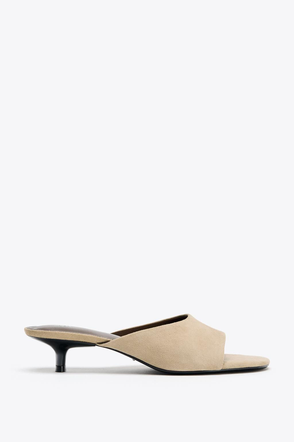 SUEDE KITTEN HEEL SANDALS - Zara фото 2