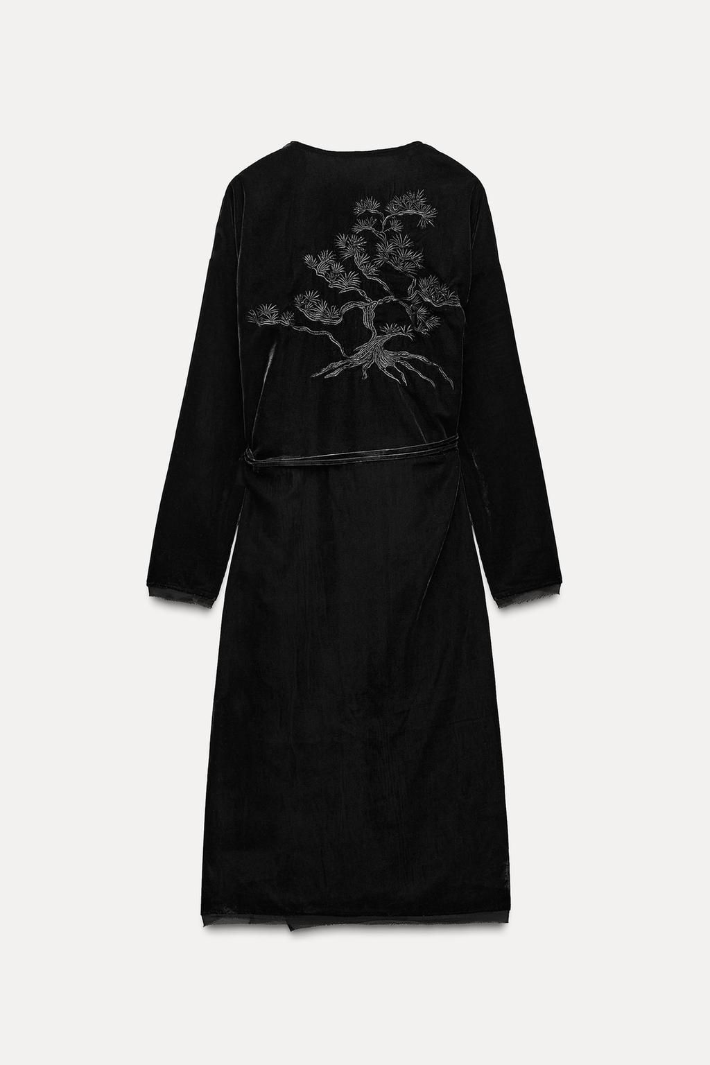ZW COLLECTION EMBROIDERED VELVET KIMONO - Zara фото 7